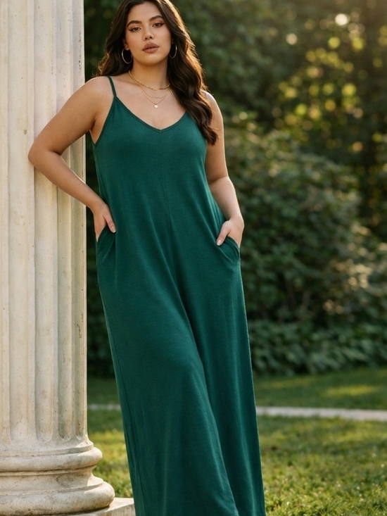 Zenana Outfitters Dresses & Skirts - Zenana Premium Green Maxi Slip Dress 1X Minimalist Stretch Lounge Capsule